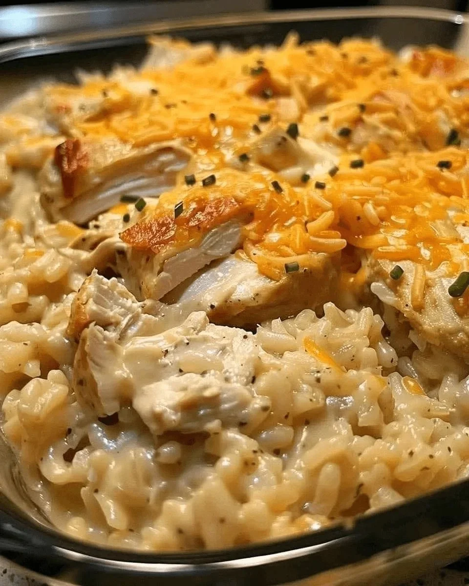 Cazuela de arroz con pollo cremoso, un delicioso plato tradicional.