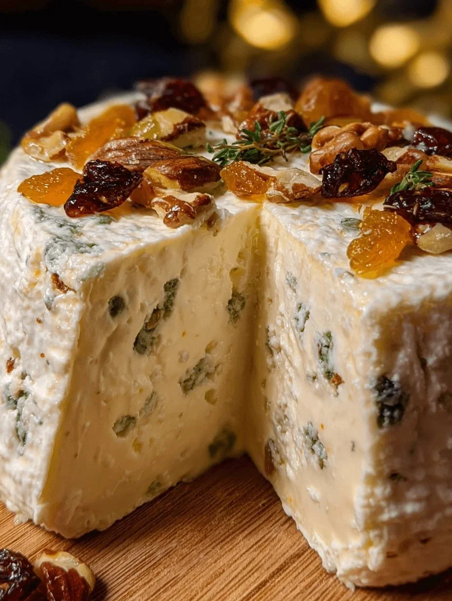 Queso crema con nueces y arándanos en una tabla de quesos